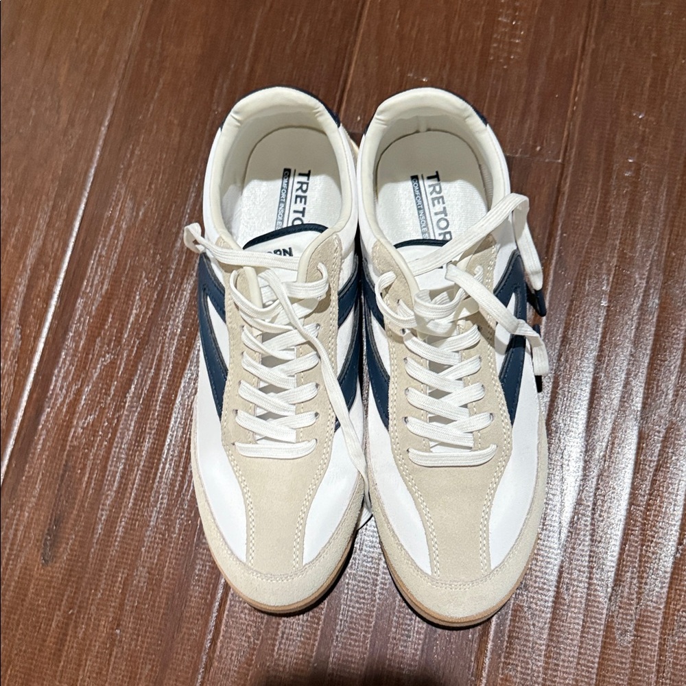 Tretorn Cream and Navy Sneakers